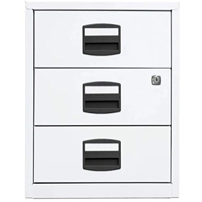 Abbildung von Bisley Home mobiler Beistellschrank PFA, 3 Universalschubladen, Metall, 696 Verkehrsweiß, 40 x 41.3 52.8 cm