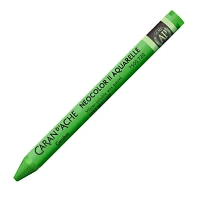 Abbildung von Caran d&#039;Ache NEOCOLOR II 720 BRILLANTGRUEN/BRIGHT GREEN (7500.720) / Pastelle 10 Stück (1er Pack)/ aus Wasservermalbarem Wachs/Für Papier Karton Glas Holz Leder Stoff Stein