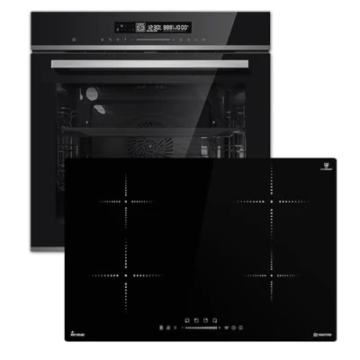 Abbildung von Autarkes Herdset: 60cm Einbaubackofen EB8017ED + 77cm Induktionskochfeld IH87704RL Katalyse Pizzafunktion Grill Umluft Heißluft Automatik Timer SET8017IH877RL