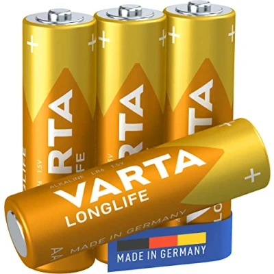 Abbildung von VARTA Batterien AA, 4 Stück, Longlife, Alkaline, 1,5V, ideal für Fernbedienungen, Wecker, Radios, Made in Germany
