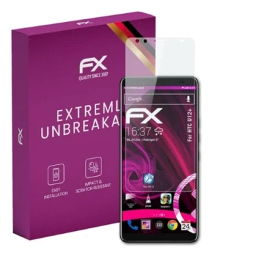 Abbildung von atFoliX Glasfolie kompatibel mit HTC U12+ Panzerfolie, 9H Hybrid Glass FX Schutzpanzer Folie