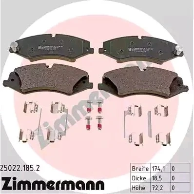 Abbildung von ZIMMERMANN 25022.185.2 Bremsbelagsatz für Verschleißwarnanzeiger vorbereitet mit Schrauben Foto entspricht Lieferumfang, Feder