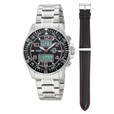 Abbildung von Master Time MTGA 10920 22M Herrenuhr Funk Super Power Stahl/Schwarz mit 2 Bändern