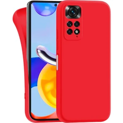 Abbildung von MyGadget Hülle für Xiaomi Redmi Note 11 11s robuste Silikon Schutzhülle TPU Case Slim Silikonhülle Back Cover Kratzfest Handyhülle Matt Rot
