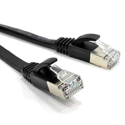Abbildung von Flach CAT6A S/STP Abgeschirmtes 500MHz Ethernet LAN Kabel RJ45 0,3 m Schwarz [0.3 Meter/0,3m]