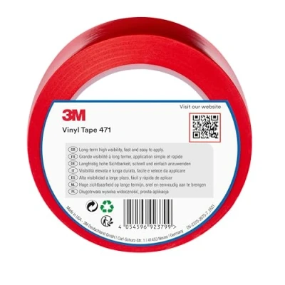 Abbildung von 3M 471 Hochwertiges Weich PVC Klebeband, 50 mm x 33 m, Rot