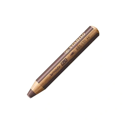 Abbildung von Buntstift, Wasserfarbe &amp; Wachsmalkreide STABILO woody 3 in 1 Einzelstift braun