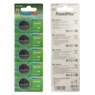 Abbildung von PoundMax 2450 CR2450 DL2450 3 V Lithium Knopfzellen Batterien, 5 Stück