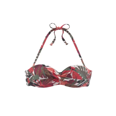 Abbildung von Lascana BÜGEL Bandeau Bikinitop, Damen, Größe: 38xC, Rot bedruckt
