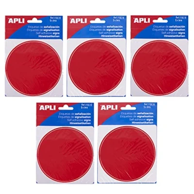 Abbildung von APLI 18997 Packung mit 5 Aufklebern für Warnhinweise, roter Kreis