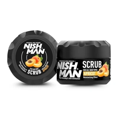 Abbildung von NISHMAN Gesichts und Körperpeeling, 400 ml, feuchtigkeitsspendende Wirkung für alle Hauttypen, Tiefenreinigung &amp; Hautpeeling (Aprikose)