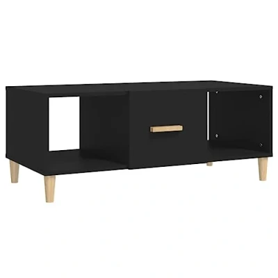 Abbildung von vidaXL Couchtisch mit Stauraum Beistelltisch Wohnzimmertisch Sofatisch Kaffeetisch Teetisch Tisch Wohnzimmer Schwarz 102x50x40cm Holzwerkstoff