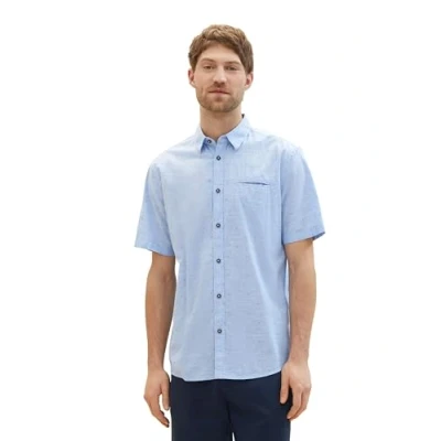 Abbildung von TOM Tailor Kurzarm MIT Print Hemd, Herren, Größe: Small, Light blue stripe design