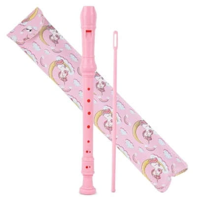 Abbildung von Czzmy Blockflöte für Kinder Anfänger Sopran Deutsche Griffweise, 8 Loch Flöte Erwachsene, Recorder mit Etui,Reinigungsstift und Bedienungsanleitung(2 Pink Einhorn)