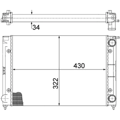 Abbildung von MAHLE ORIGINAL CR 343 000S Kühler, Motorkühlung für Fahrzeuge ohne Klimaanlage 430 322 34 Kühlrippen mechanisch gefügt VOLKSWAGEN: GOLF 2, Jetta 2