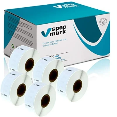 Abbildung von specmark 5 Etiketten Rollen kompatibel mit DYMO 11355 19mm x 51mm S0722550 500 Stück zu allen Etikettendruckern Label Writer 450 4XL Seiko SLP