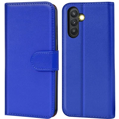 Abbildung von Verco Handyhülle für Samsung Galaxy A54 5G Hülle, Bookcase Tasche Flipcover Case [Kartenfächer/Aufstellfunktion], Blau