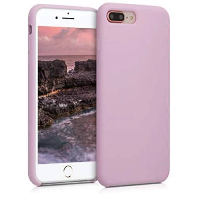 Abbildung von kwmobile Hülle kompatibel mit Apple iPhone 7 Plus/iPhone 8 Plus Silikon Handy Case Handyhülle weiche Oberfläche kabelloses Laden Mauve