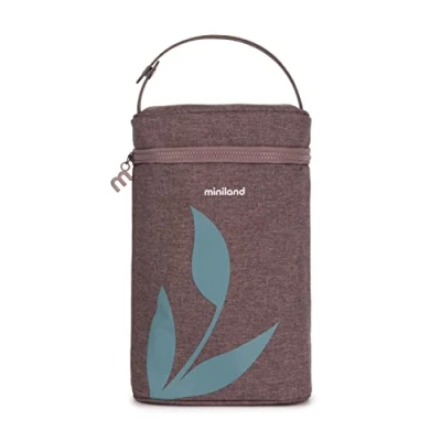 Abbildung von THERMIBAG DOUBLE TERRA. Große Isoliertasche für bis zu zwei Babyflaschen oder Thermoskannen, mit Trennwand und Trageriemen