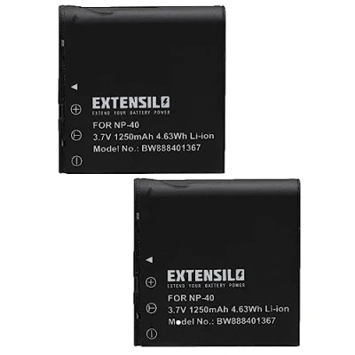 Abbildung von EXTENSILO 2X Akku kompatibel mit Medion MD86427, MD86910, PAC 0040, MD86245, MD86064 Kamera (1250 mAh, 3,7 V, Li Ion)