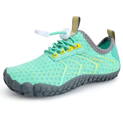 Abbildung von Barfußschuhe Wasserschuhe Kinder Jungen Mädchen Aqua Schwimmen Nass Riff Schuhe für Strand Pool Wasser Sport Non Slip Schnell Trocknen（Türkis Grau 28