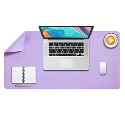 Abbildung von DOBAOJIA Große Schreibtischunterlage, Schreibtischmatte, Desk Pad, Schreibtischschutz, Schreibblock, für Laptop/Tastatur/Maus, Doppelseitige Verwendung PU Leder Wasserdicht 80 x 40cm(Violett/Violett)
