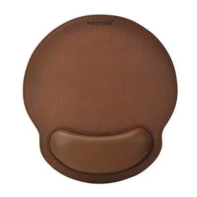 Abbildung von Memory Foam Mauspad mit Handgelenkstütze, ergonomisches PU Leder Handgelenkauflage, rutschfeste Gummibasis für Computer, Laptop und Mac, leichte Auflage Zuhause, Büro Reise (Braun)