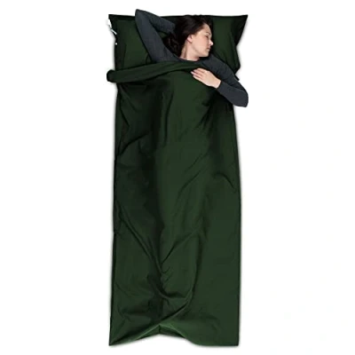 Abbildung von EAZY CASE Deckenschlafsack Schlafsack Mikrofaser Inlett, Decke Festival Camping mit Kissenhülle Grün