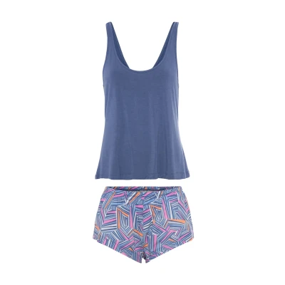 Abbildung von Lascana Shorty SET Nachtwäsche Set, Damen, Größe: 36/38, Blau rosa gemustert