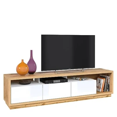 Abbildung von TV Lowboard in Wotan Eiche Nb. mit weiß Hochglanz, B/H/T ca. 200/50/45 cm