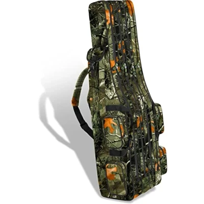 Abbildung von Rutentasche Rod Case Angelkoffer Futteral mit 2, 3 oder 4 Ruten Fächern, Verschiedene Längen wählbar stark wasserabweisender Fishing Rucksack Farbe Autumn Camo Innenfächer Größe 150 cm