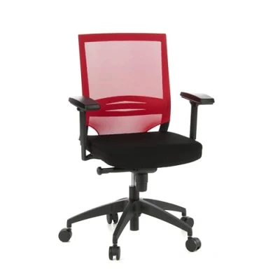 Abbildung von hjh OFFICE 657233 Profi Bürostuhl Porto Base Stoff/Netz Rot Drehstuhl ergonomisch, Armlehnen &amp; Lordosenstütze verstellbar