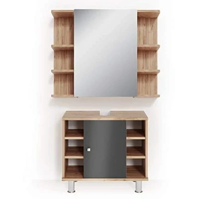 Abbildung von Vicco Badmöbel Set Fynn, Eiche/Anthrazit, 2 Teile, (2 er Set, St., Set)