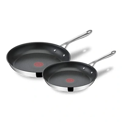 Abbildung von Tefal Pfannen Set &quot;Jamie Oliver Cooks Direct&quot;, Edelstahl, (Set, 2 tlg., 1x Bratpfanne Ø 24 cm, 28 cm), aus Antihaft, Thermo Signal, alle Herdarten Induktion,