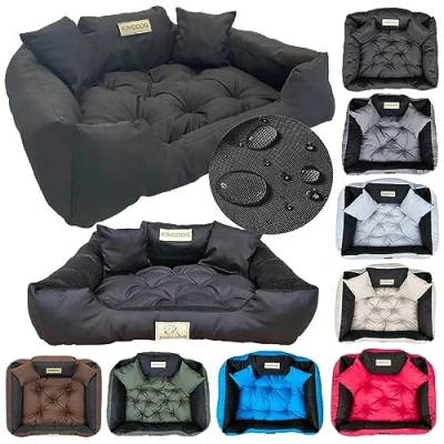Abbildung von KING DOG Hundebett sehr Grosse Hunde Waschbar 3XL 145 x 115 cm Wasserdicht Hundekissen Haustierbett Hundekorb Abwaschbar Orthopädisches Wasserdichtes Material Silikon Füllung Schwarz