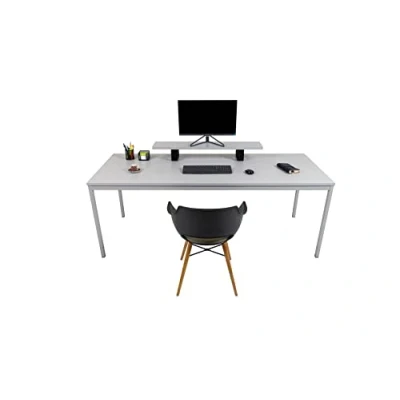 Abbildung von furni24 Schreibtisch Stahl 200x80x75cm, Grau, TÜV/GS Einfache Montage, Arbeitstisch, Bürotisch, Küchentisch, Esstisch, Druckertisch Büro Möbel Arbeitszimmer Computertisch Gaming Tisch Mehrzwecktisch