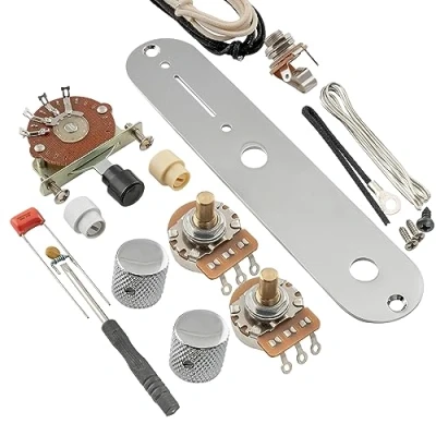 Abbildung von Musiclily Pro DIY T Style E Gitarren Wiring Kit Upgrade Elektronik Verdrahtungs für American Tele Gitarre mit 3 Wege Schalter und A250K Potis, Chrom