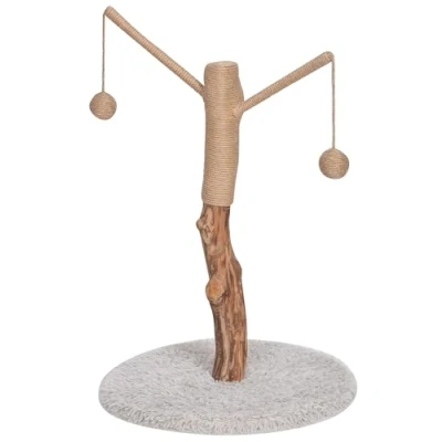 Abbildung von Dehner Kratzbaum Lovely Stamm, 80 x 45 cm, Holz/Plüsch/Sisal, stabiler Spielbaum mit Sisal Kratzstamm und kuscheligem Standfuß