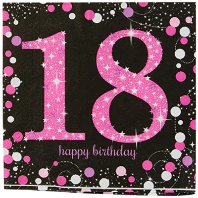 Abbildung von Diener funkeln 18 schwarze Pink 33x33cm 16 Stücke
