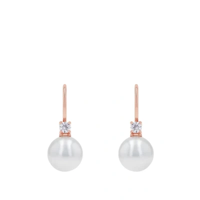 Abbildung von Amor Ohrhänger 925 Sterling Silber Damen Ohrschmuck, mit Zirkonia synth., Wachsperle, 2,3 cm, Roséfarben, Kommt in Schmuck Geschenk Box, 9179848