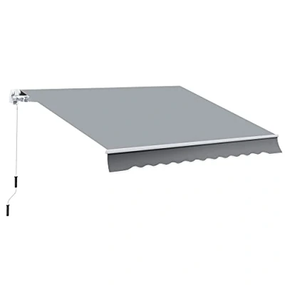 Abbildung von manuelle Gelenkarmmarkise 395 cm Markise mit Handkurbel Balkonmarkise Sonnenschutz Wandmontage Balkon Alu Weiß+Blau x 245