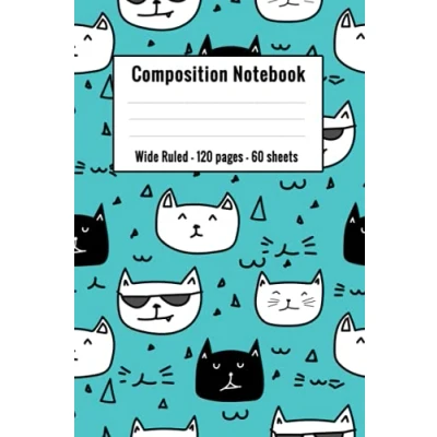 Abbildung von cat composition notebook wide ruled: ruled teacher for girls, kids, school, students and teachers