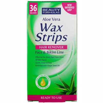 Abbildung von BEAUTY FORMULAS_Wax Strips Hair Remover patches for depilation of the face and bikini area Aloe Vera 36pcs.