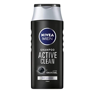 Abbildung von Nivea Men Active Clean Shampoo, Aktivkohle Shampoo für normales bis fettiges Haar, Tiefenreinigungsshampoo Herren mit einem frischen, maskulinen Duft, 250 ml