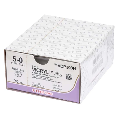 Abbildung von VICRYL PLUS violett geflochten 0,7m 5/0 RB1 Stärke 1 36er