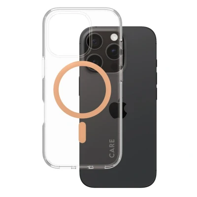 Abbildung von Apple iPhone 16 Pro Hülle MagSafe Recycelter Kunststoff PanzerGlass Hard Case/Backcover Handyhülle Orange Shockproof/Stoßfest