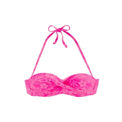 Abbildung von Venice Beach Bandeau Bikinitop, Damen, Größe: 42xE, Pink bedruckt