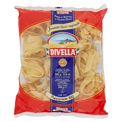 Abbildung von 12x Divella Pappardelle N. 100 Hartweizengrieß Pasta Italienische Nudeln 500g Packung + Italian Gourmet Polpa di Pomodoro 400g Dose