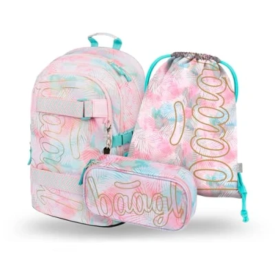 Abbildung von Baagl 3 Set Ergonomische Skate Schulranzen für Kinder, Größe: One Size, Rosa