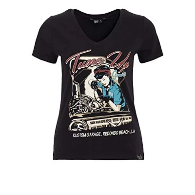 Abbildung von QueenKerosin Kurzarmshirt Tune Up mit trendigem V Ausschnitt